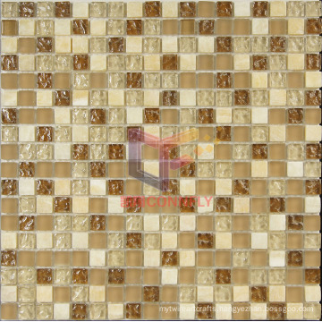 Rough and Matt Face Mixed Glass with Marble Mosaic Used in Living Room (CS100)